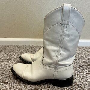 White Leather Cowboy Boots Size 7
